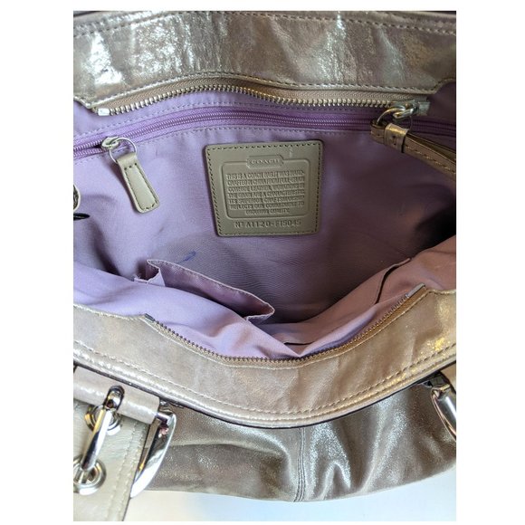 COACH LEATHER No. A1120-F15045 “CHAMPAGNE GOLD METALLIC” SATCHEL PURSE LARGE - Picture 5 of 7